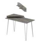 Decorotika Desalvo Modern Computer Desk With Shelves - White Marble Effect And White