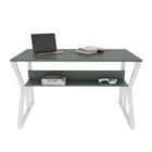 Decorotika Wake Computer Desk Study Desk With A Hidden Shelf - Green And White