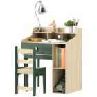 AIYAPLAY Kids Desk and Chair Set with Storage Shelves, Drawer, Green