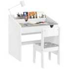 Aiyaplay Children Study Table And Chair W/ Storage, Pull-out Drawer - Grey