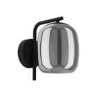 Eglo Ciampino Black Steel & Glass Modern Wall Light