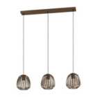 Eglo Espinal Bronze Steel Caged Style Contemporary 3 Light Pendant