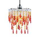 Innoteck Sunbeam Ceiling Chandelier Acrylic Light Shade With Sparkly Acrylic Droplets- Orange