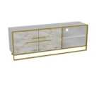 Decorotika Polka 160 Cm Wide Tv Unit For Tvs Up To 70'' - White Marble And Gold