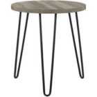 Owen Retro Round End Table Distressed Gray Oak