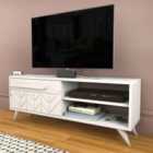 Decorotika Venice Tv Stand Tv Unit With Cabinet And Two Open Shelves For Tvs Up To 54" - White