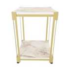 Decorotika Zenas Nightstand Side End Table With Shelves Night Table Industrial Metal - White Marble And Gold