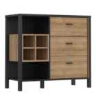 Furniture To Go 3 Drawer Display Chest In Matt Black/Riviera Oak