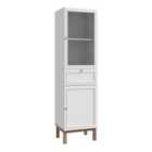 Furniture To Go Wensley Display Cabinet With 1 Door 1 Drawer And 1 Glass Door In Light Grey And Oak