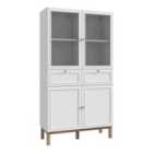 Furniture To Go Wensley Display Cabinet With 2 Doors 2 Drawers And 2 Glass Doors In Light Grey And Oak