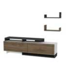 Decorotika Tamy Tv Stand Tv Unit With Two Cabinets - White And Walnut And Anthracite