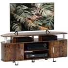 Homcom Tv Unit Cabinet With Storage Shelves Entertainment Center Rustic Brown