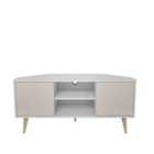 Decorotika - Lesson Corner Tv Stand 2 Shelves And Two Cabinets - White And Beige