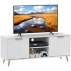 HOMCOM Modern TV Stand Cabinet w/ Storage for Living Room, White