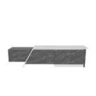 Decorotika Zonas 180 Cm Modern Unique Design Tv Stand Tv Cabinet Tv Unit With 3 Cabinets - White And Black Marble Effect