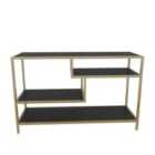 Decorotika Robins 120 Cm Industrial Tv Unit Tv Stand With Open Shelves Metal - Gold And Grey