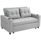 Homcom 2 Seater Pull Out Sofa Bed With Pockets For Living Room Light Grey