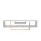 Decorotika Asal 150 Cm Wide Modern Tv Unit For Tvs Up To 63" - White And Gold