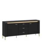 Furniture To Go Genoa Tv Cabinet 2 Door 3 Drawer 155cm Wide In Black Matt/Gold