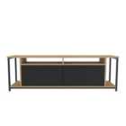 Decorotika Omar 160 Cm Tv Unit Tv Stand Tv Console Tv Unit With Open Shelves And Cabinets - Oak And Black