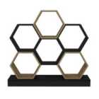Decorotika Flower 120 Cm Wide Hexagonal Bookcase Bookshelf Display - Black And Oak