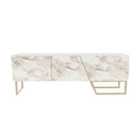 Decorotika Parla Tv Unit For Tvs Up To 60 Inches - White Marble Effect And Gold