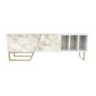 Decorotika Linossa Tv Unit For Tvs Up To 60'' - White And White Marble Effect And Gold