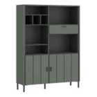 Furniture To Go Arundel Bookcase 2 Door 1 Drawer In Green/Grey