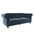 Felix Chesterfield Sofa Bed Velvet Blue