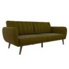 Ng Novogratz Brittany Sofa Bed Wooden Legs Linen Green