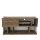 Decorotika Raca 120 Cm Wide Tv Stand Tv Unit Tv Console Tv Cabinet With Open Shelves And Cabinet - Oud Oak And White