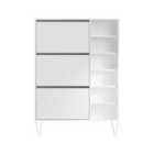 Monaco 3 Drawer Shoe Cabinet In White