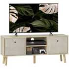 HOMCOM Modern TV Cabinet Stand w/ Shelves & Drawers, Bedroom Natural