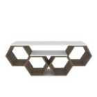 Decorotika Honey 120 Cm Wide Hexagonal Tv Unit For Tvs Up To 51" - White And Walnut