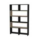 Decorotika Poyraz 5-tier Bookcase Bookshelf Shelving Unit - Black Oud Oak
