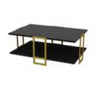 Decorotika Polka Modern Coffee Table Table Large Storage Accent Table Industrial Design - Black Marble Effect And Gold