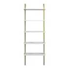 Decorotika Piante 5-tier Modern Bookshelf Bookcase Multifunctional Shelving Unit - White Marble Effect And Gold