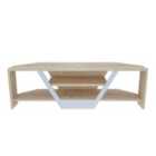 Decorotika Sares 120 Cm Modern Tv Unit Tv Cabinet Tv Console Tv Stand With Open Shelves - Oak And White