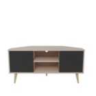 Decorotika - Lesson Corner Tv Stand 2 Shelves And Two Cabinets -beige And Black