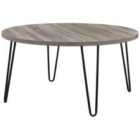 Owen Retro Round Coffee Table Distressed Gray Oak