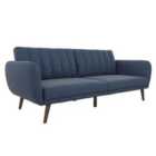 Ng Novogratz Brittany Sofa Bed Wooden Legs Linen Navy Blue