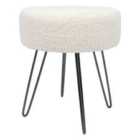 Harbour Housewares Round Boucle Footstool - H41 x D35cm - Cream/Black
