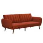 Ng Novogratz Brittany Sofa Bed Wooden Legs Linen Orange