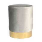 Harbour Housewares Round Velvet Pouffe - 29 x 36cm - Grey