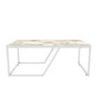 Decorotika Wendy Modern Coffee Table Large Accent Table Industrial Design - White Marble Effect And White