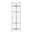 Decorotika Remo Corner Storage Rack 5-tier Bookshelf Shelving Unit With Metal Frame - White Marble And White