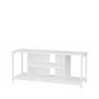 Decorotika Rinaldo 120 Cm Wide Tv Stand Tv Console Tv Unit With Open Shelves Metal Frame - White