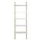 Decorotika Paula 5-tier Modern Bookshelf Multifunctional Shelving Unit For Home And Store - White Marble Effect And Gold