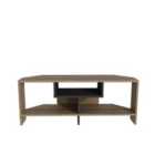 Decorotika - Maldives Corner Tv Stand Tv Cabinet Tv Unit With Open Shelves - Walnut And Black