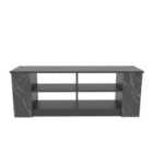 Decorotika Space Tv Stand Tv Cabinet With Open Shelves For Tvs Up To 55" - Black Marble Effect And Black